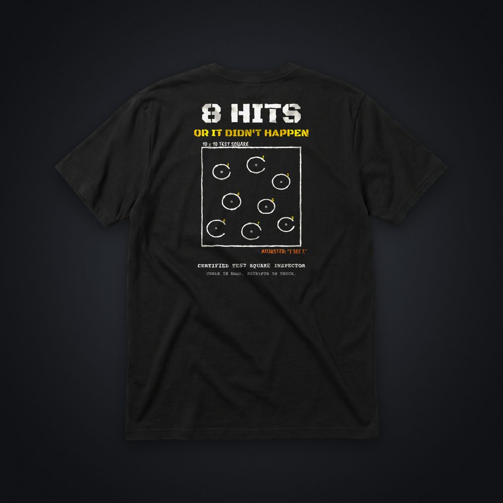 8 Hits Or It Didn't Happen Tee, black tee, back print