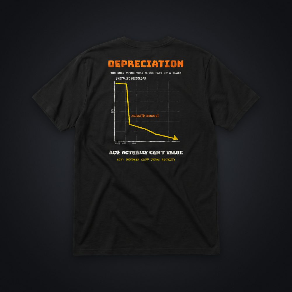 Depreciation Chart Tee, black tee, back print